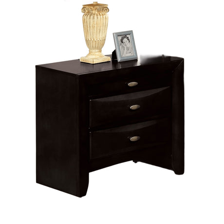 Contemporary Full Size Bed 2x Nightstands Headboard Bookcase Black Color 3pc Set Bedroom Furniture - sold by Home Elegance USA