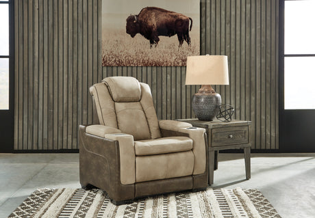 Ashley Sand Next-Gen DuraPella PWR Recliner/ADJ Headrest - Faux Leather - Home Elegance USA