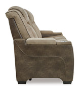 Next-Gen Power Reclining Sofa with Adjustable Headrests in Sand Faux Leather by Ashley - Home Elegance USA