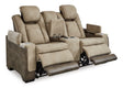 Ashley Sand Next-Gen DuraPella PWR REC Loveseat/CON/ADJ HDRST - Faux Leather - Home Elegance USA