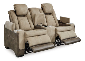 Ashley Sand Next-Gen DuraPella PWR REC Loveseat/CON/ADJ HDRST - Faux Leather - Home Elegance USA
