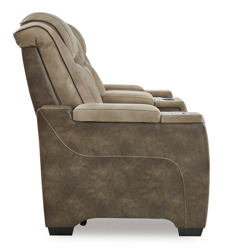 Ashley Sand Next-Gen DuraPella PWR REC Loveseat/CON/ADJ HDRST - Faux Leather - Home Elegance USA
