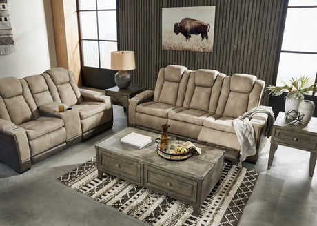 Ashley Sand Next-Gen DuraPella PWR REC Loveseat/CON/ADJ HDRST - Faux Leather - Home Elegance USA