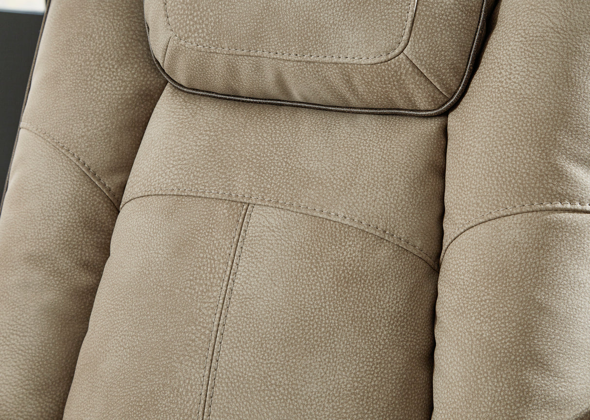 Next-Gen Power Reclining Sofa w/ Adj. Headrests in Sand Faux Leather | Ashley