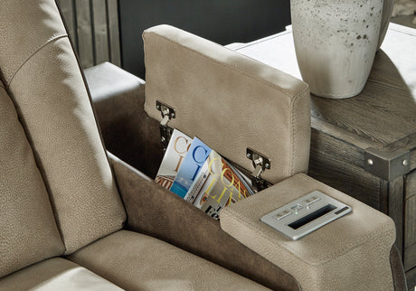 Ashley Sand Next-Gen DuraPella PWR REC Loveseat/CON/ADJ HDRST - Faux Leather - Home Elegance USA