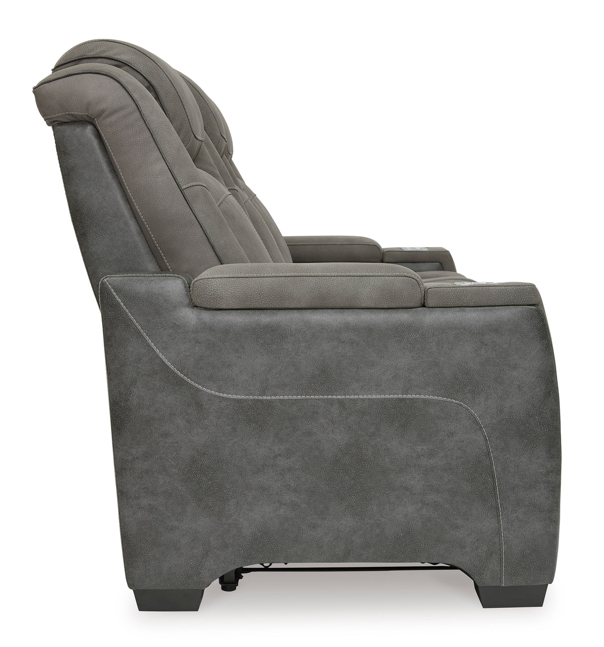 Next-Gen Power Reclining Sofa with Adjustable Headrests in Gray Faux Leather by Ashley - Home Elegance USA