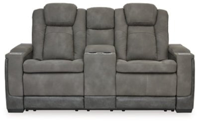 Ashley Slate Next - Gen DuraPella PWR REC Loveseat/CON/ADJ HDRST - Faux Leather - 2200418 - Home Elegance USA - 1