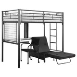 Loft Bed With Futon Pad - Jenner Twin Futon Workstation Loft Bed and Futon Pad Black