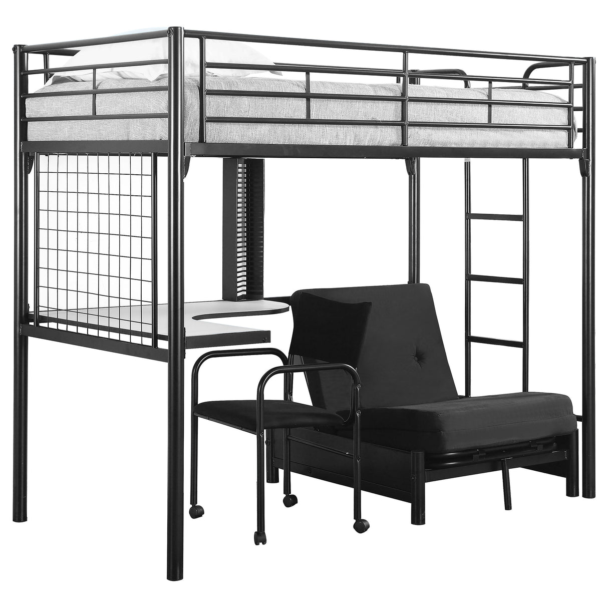 Twin Workstation Loft Bed - Jenner Twin Futon Workstation Loft Bed Black