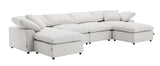 Naveen Ivory Linen 6Pcs Modular Sectional w/Ottoman