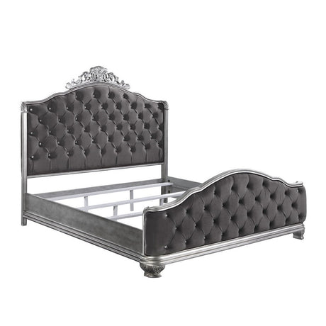 Acme - Leonora CK Bed 22134CK Velvet & Vintage Platinum