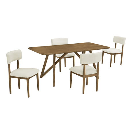 Darla 5Pc 70'W Rectangular Walnut Oak Geometric Cross Base Dining Set - sold by Home Elegance USA