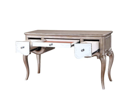 Acme - Esteban Vanity Desk 22209 Mirrored & Antique Champagne Finish