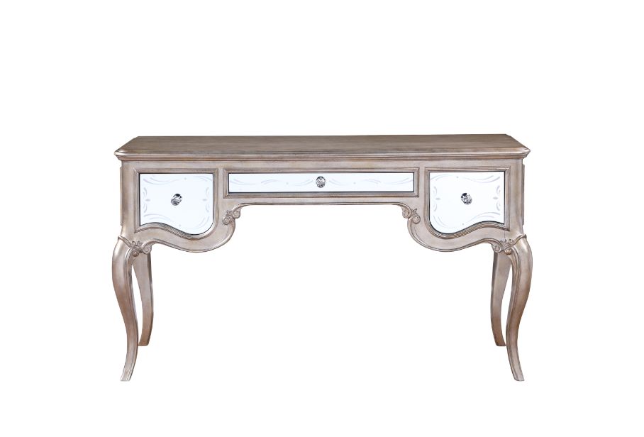 Acme - Esteban Vanity Desk 22209 Mirrored & Antique Champagne Finish