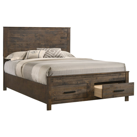 Eastern King Storage Bed - Woodmont Eastern King Storage Bed Rustic Golden Brown