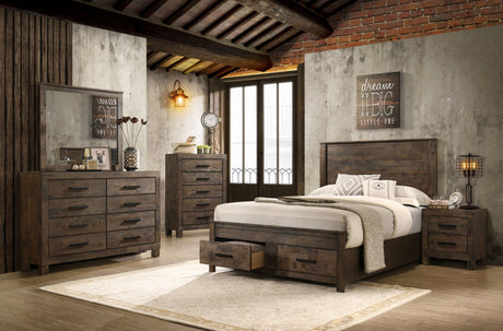 Eastern King Storage Bed - Woodmont Eastern King Storage Bed Rustic Golden Brown