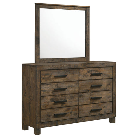 Dresser With Mirror - Woodmont 8-drawer Dresser with Mirror Rustic Golden Brown