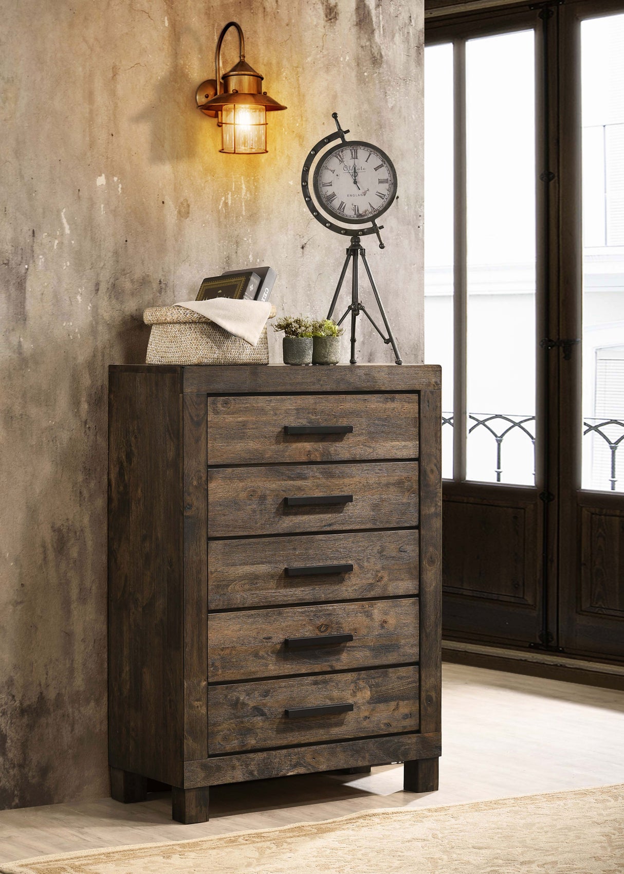 Chest - Woodmont 5-drawer Chest Rustic Golden Brown