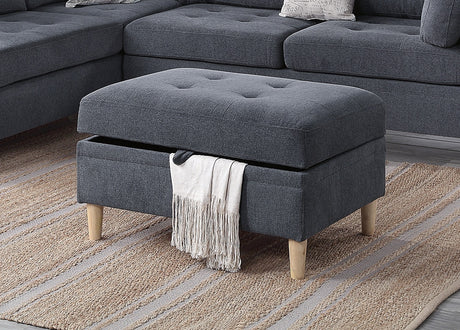 3-PCS Reversible Sectional Set Living Room Furniture Charcoal Color Chenille Couch Sofa, Reversible Chaise Ottoman - sold by Home Elegance USA