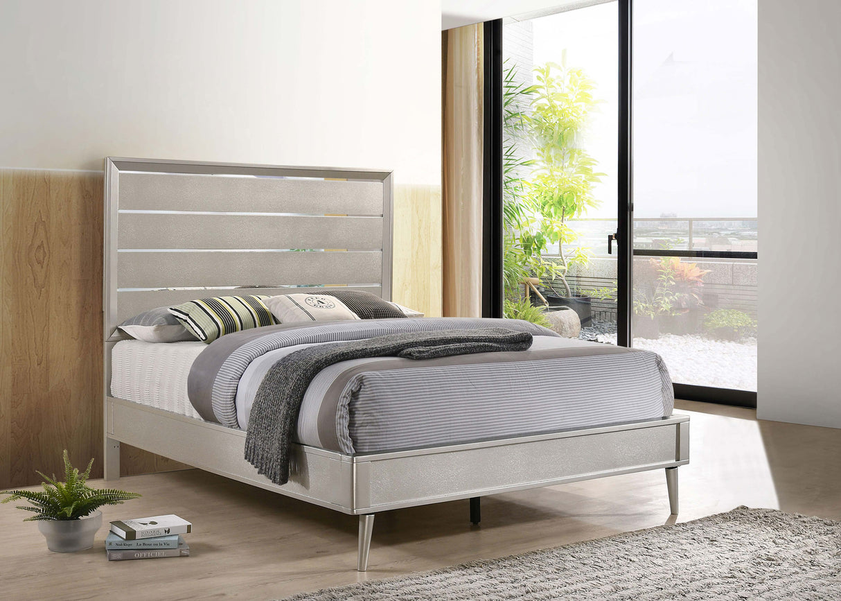 Eastern King Bed - Ramon Wood Eastern King Panel Bed Metallic Sterling