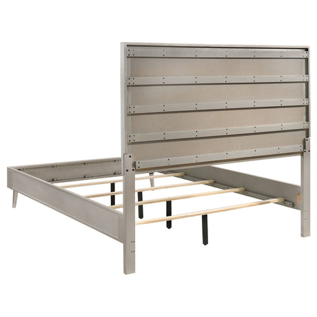 Eastern King Bed - Ramon Wood Eastern King Panel Bed Metallic Sterling