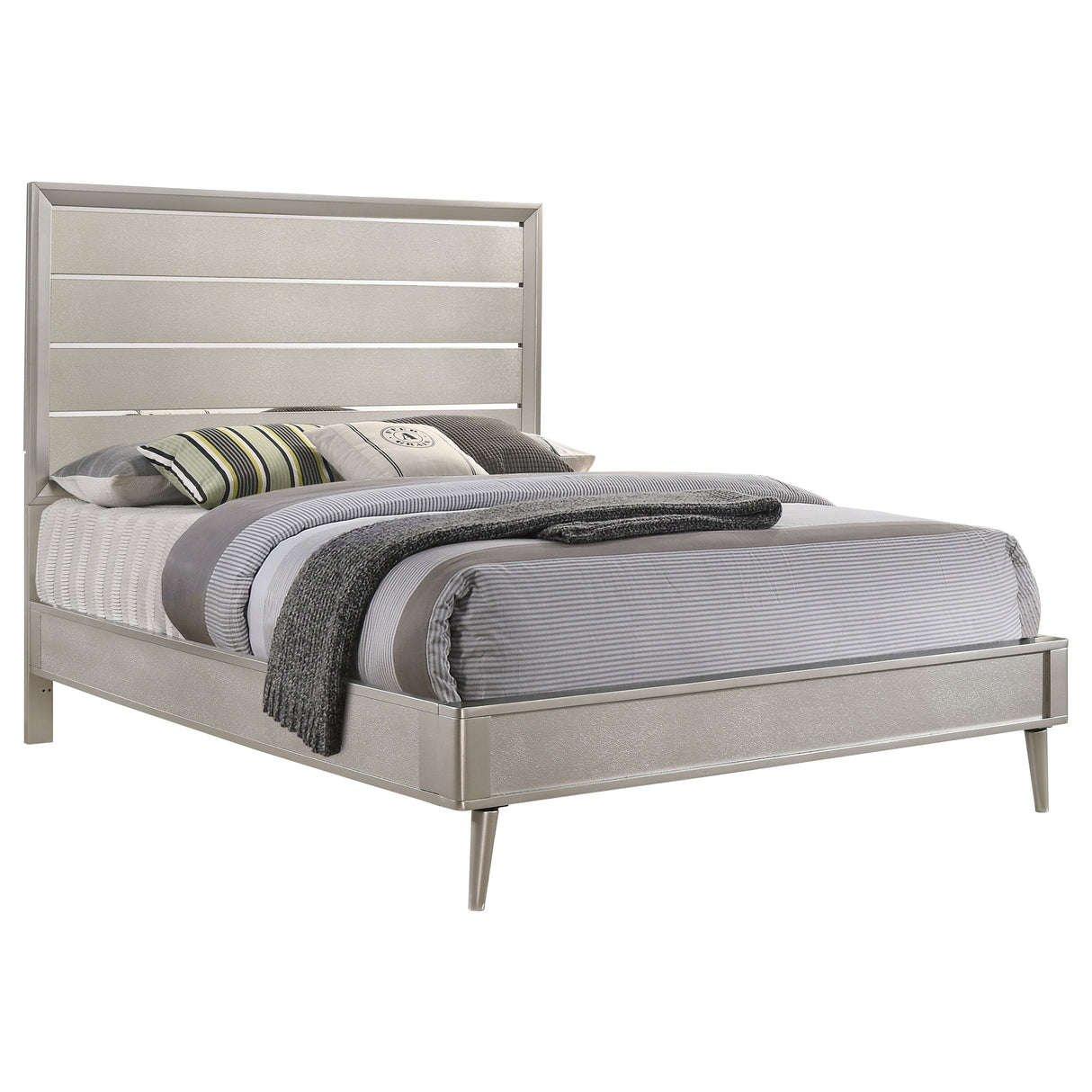 Queen Bed - Ramon Wood Queen Panel Bed Metallic Sterling