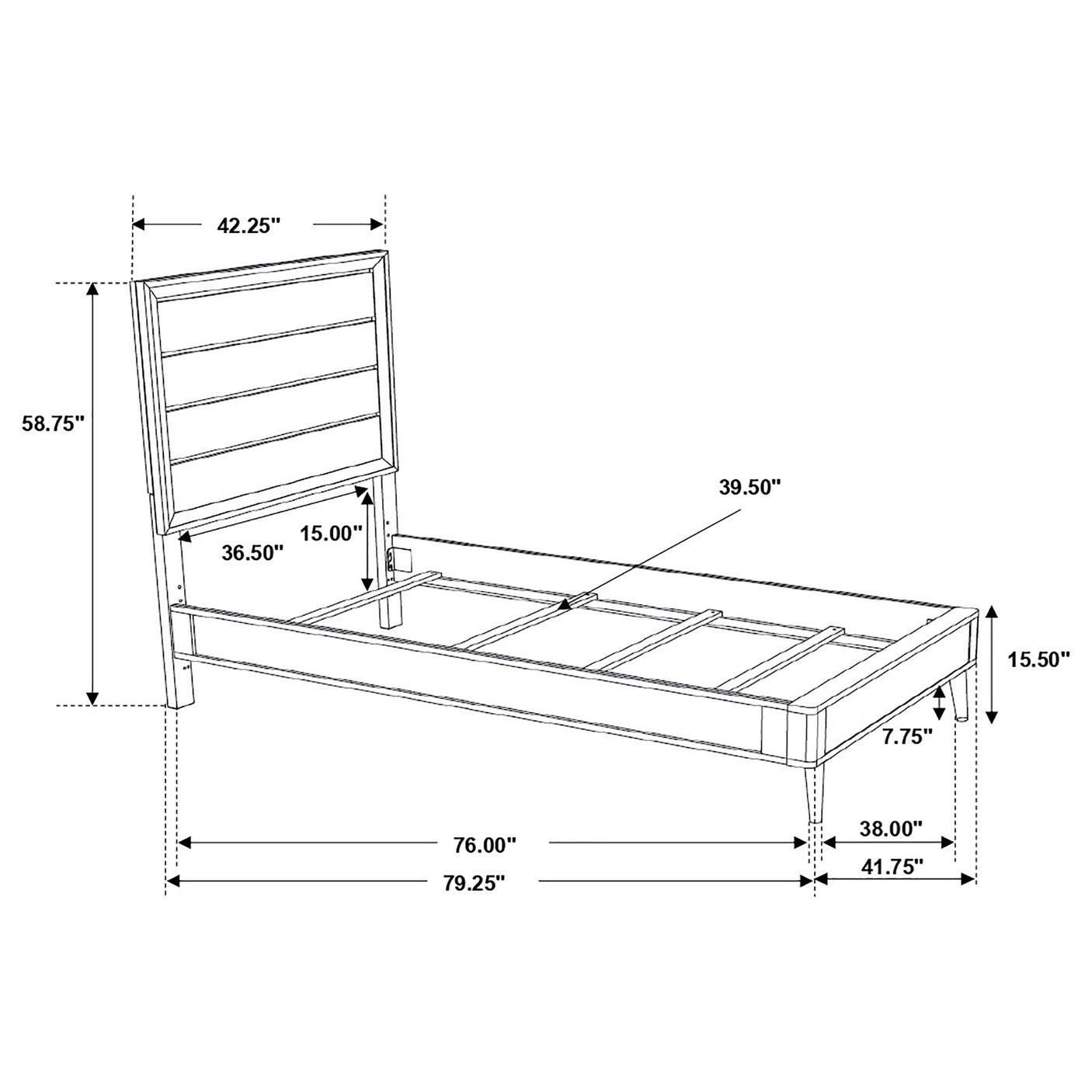 Twin Bed - Ramon Wood Twin Panel Bed Metallic Sterling