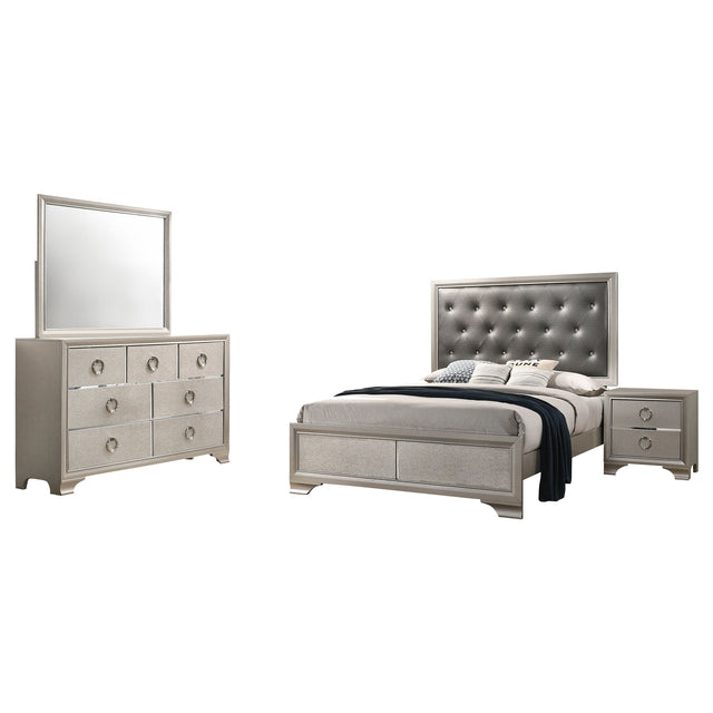 Eastern King Bed 4 Pc Set - Salford 4-piece Eastern King Bedroom Set Metallic Sterling