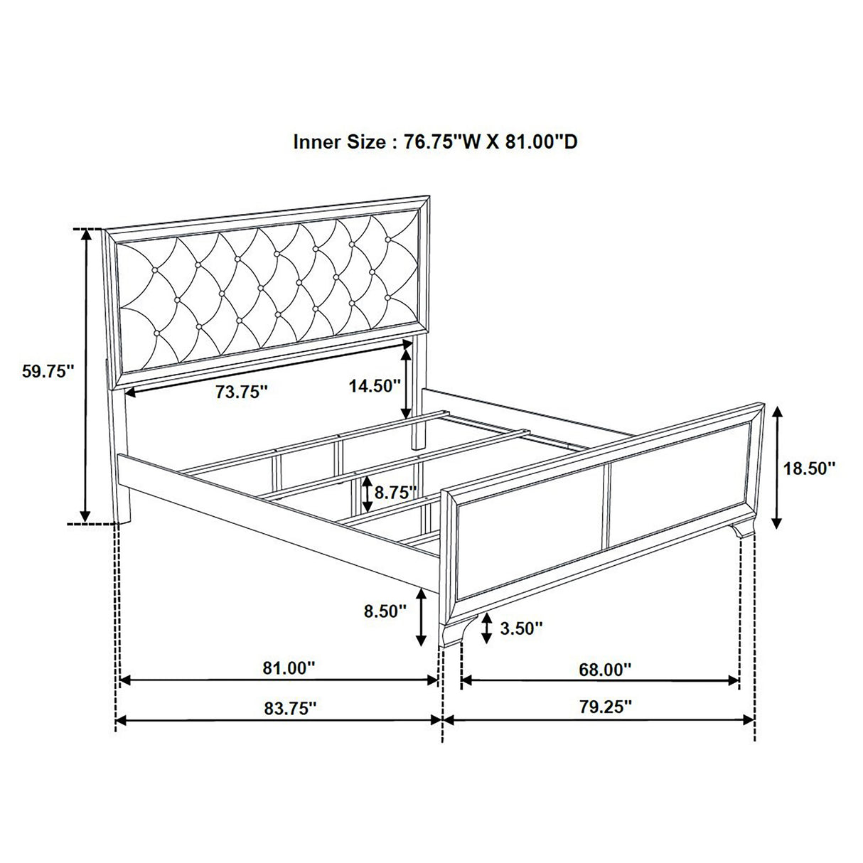 Eastern King Bed 4 Pc Set - Salford 4-piece Eastern King Bedroom Set Metallic Sterling