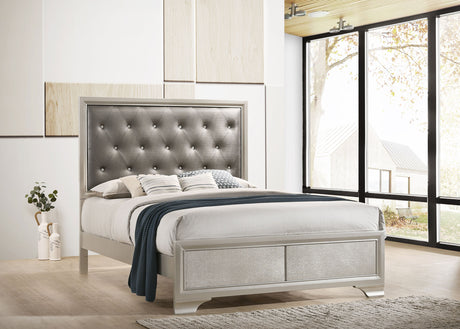 Eastern King Bed - Salford Wood Eastern King Panel Bed Metallic Sterling 