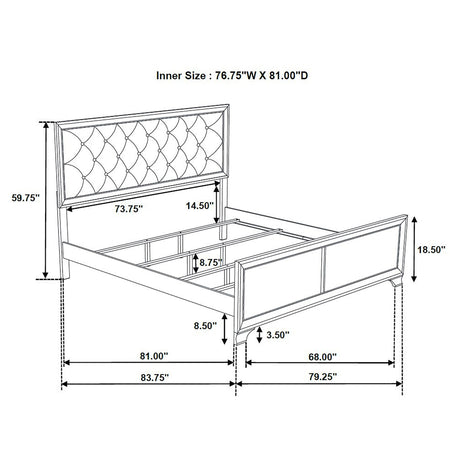 Eastern King Bed - Salford Wood Eastern King Panel Bed Metallic Sterling 