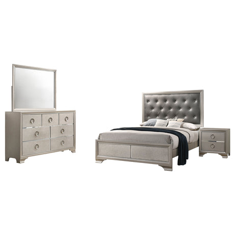 Queen Bed 4 Pc Set - Salford 4-piece Queen Bedroom Set Metallic Sterling