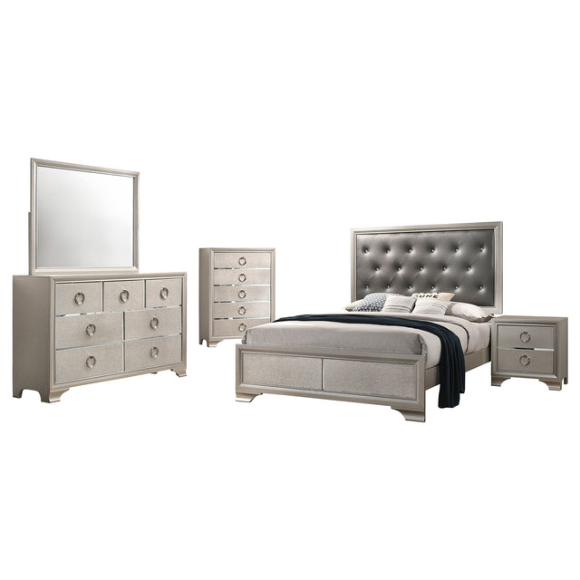 Queen Bed 5 Pc Set - Salford 5-piece Queen Bedroom Set Metallic Sterling