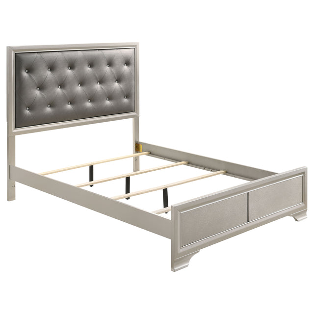 Queen Bed - Salford Wood Queen Panel Bed Metallic Sterling 