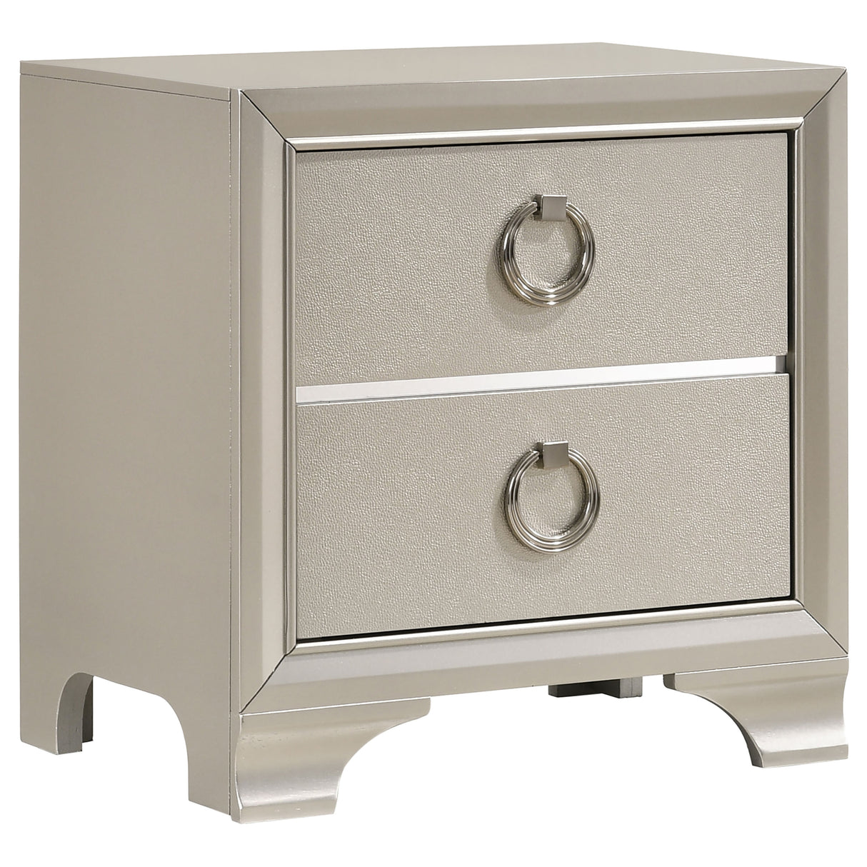 Nightstand - Salford 2-drawer Nightstand Metallic Sterling