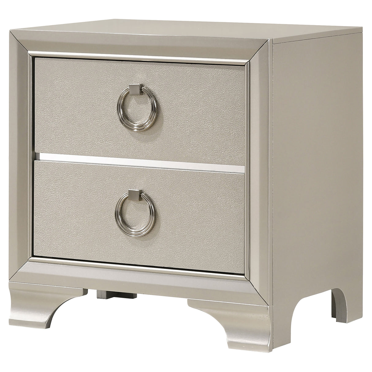 Nightstand - Salford 2-drawer Nightstand Metallic Sterling