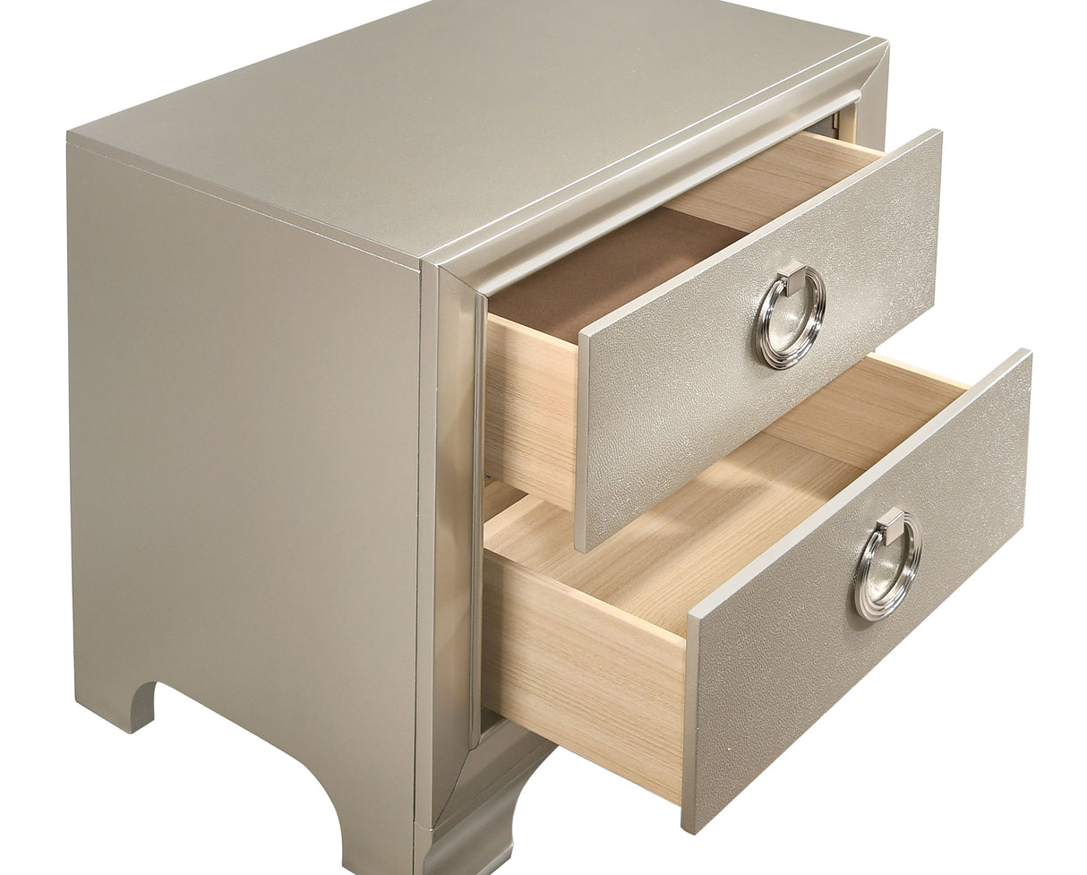 Nightstand - Salford 2-drawer Nightstand Metallic Sterling