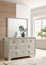 Dresser With Mirror - Salford 7-drawer Dresser with Mirror Metallic Sterling