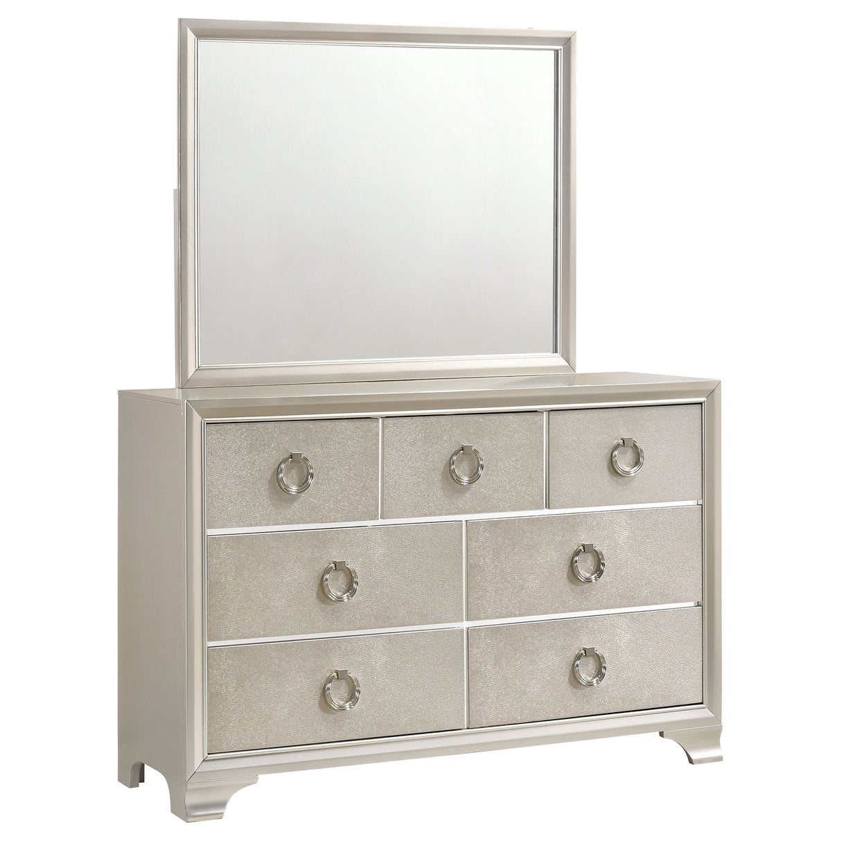 Dresser With Mirror - Salford 7-drawer Dresser with Mirror Metallic Sterling