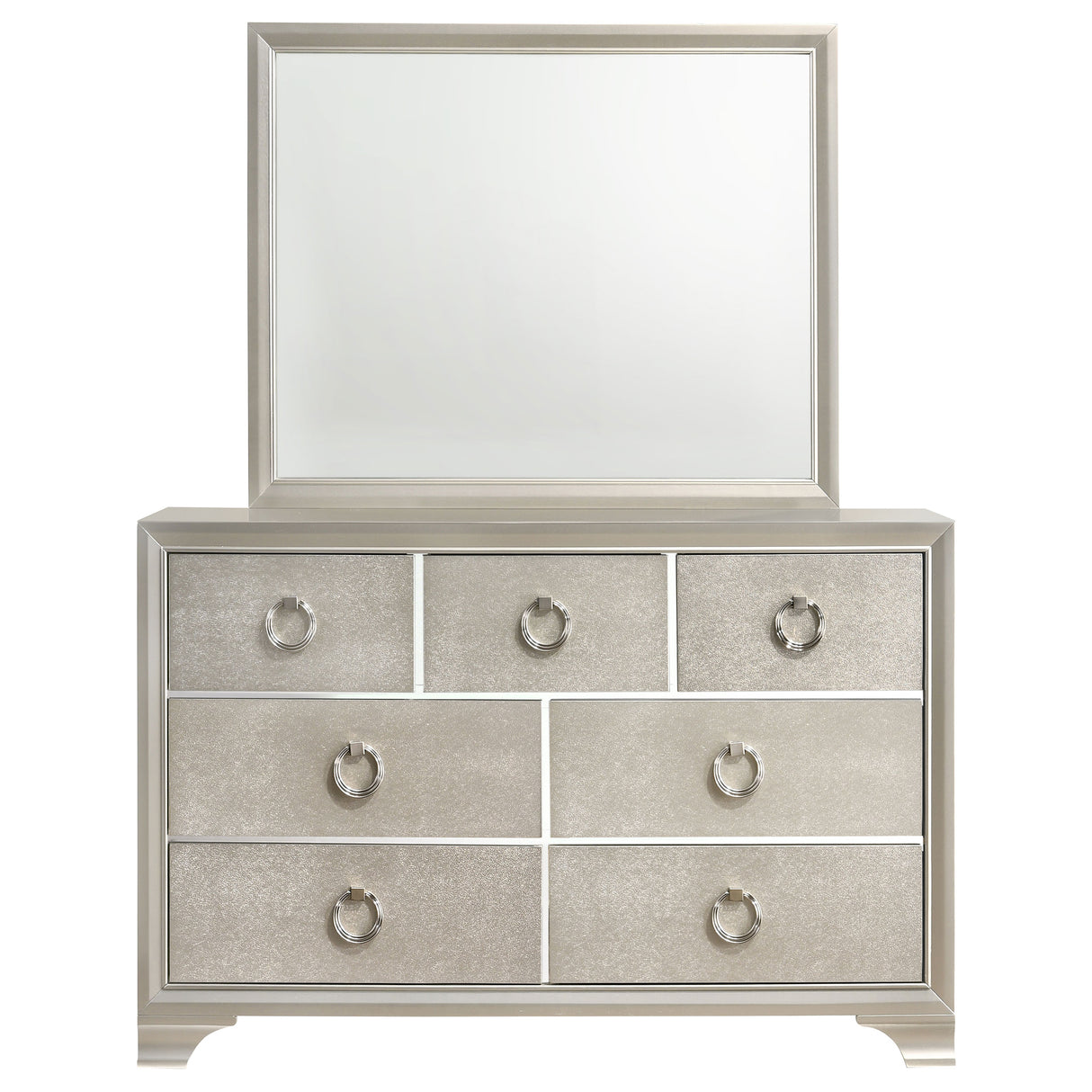 Dresser With Mirror - Salford 7-drawer Dresser with Mirror Metallic Sterling