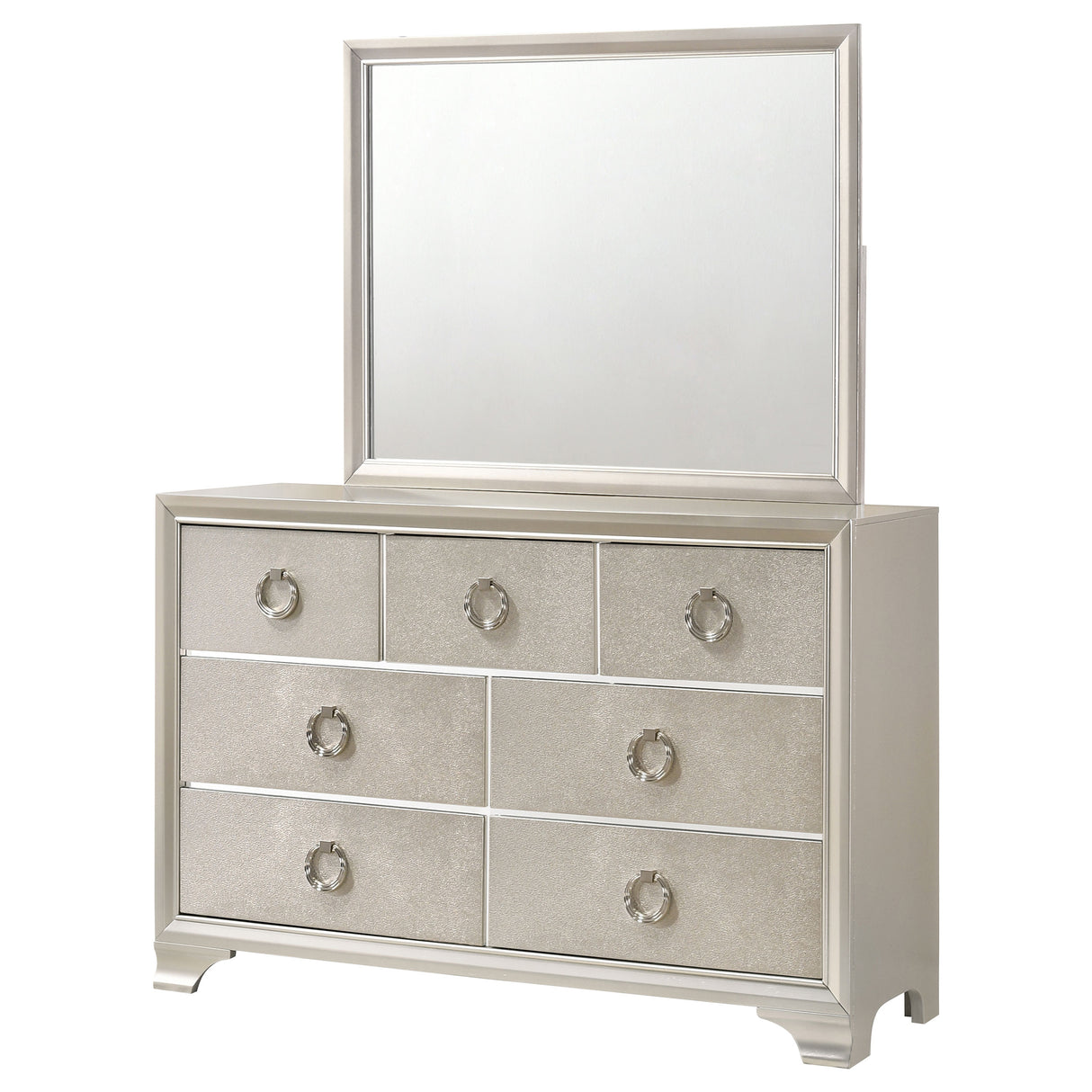 Dresser With Mirror - Salford 7-drawer Dresser with Mirror Metallic Sterling