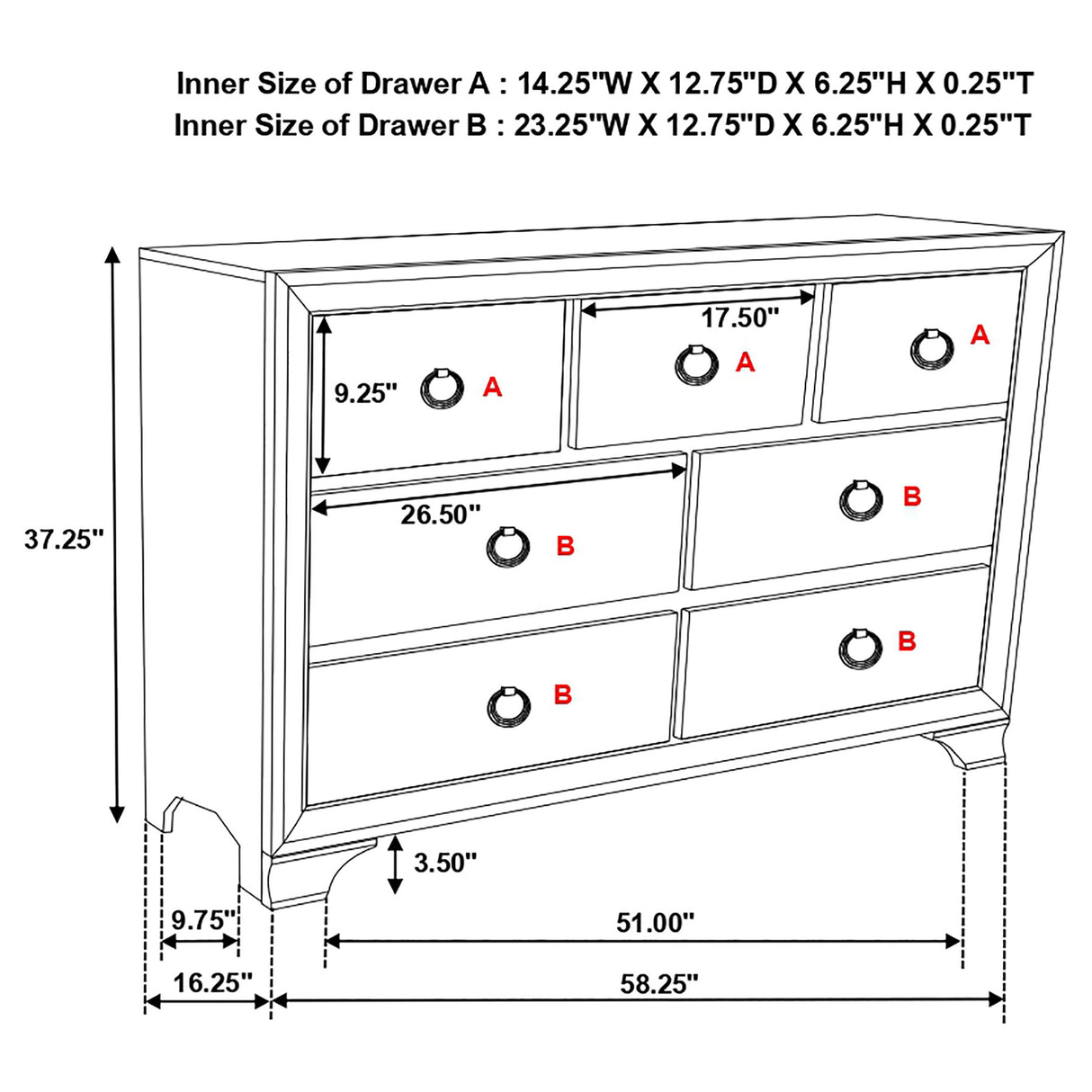 Dresser - Salford 7-drawer Dresser Metallic Sterling