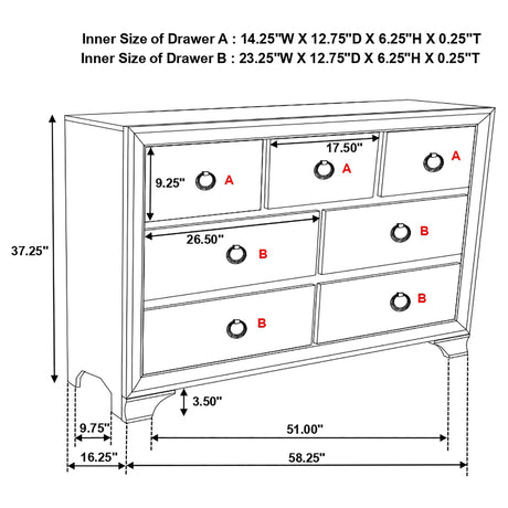 Dresser - Salford 7-drawer Dresser Metallic Sterling