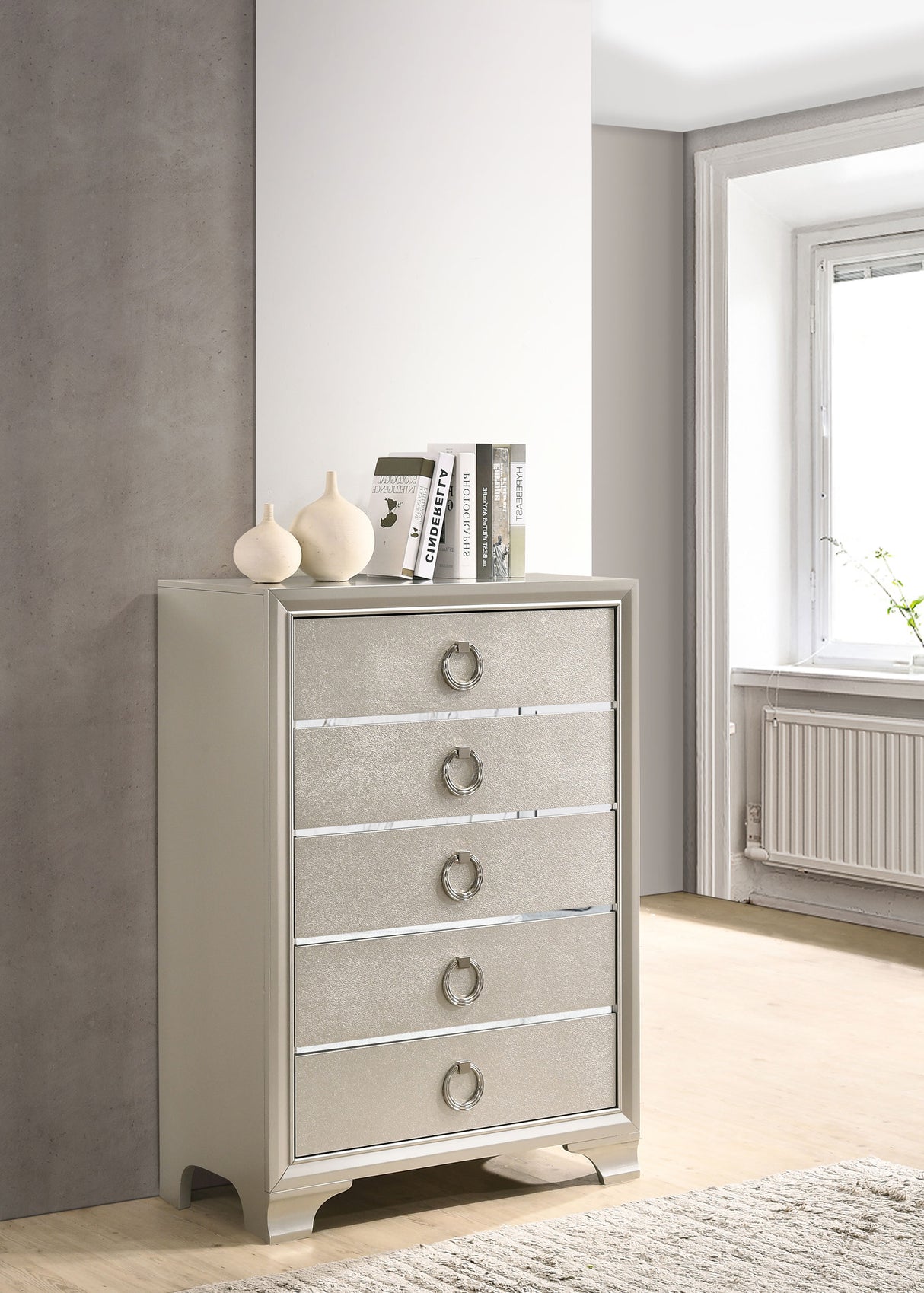 Chest - Salford 5-drawer Chest Metallic Sterling