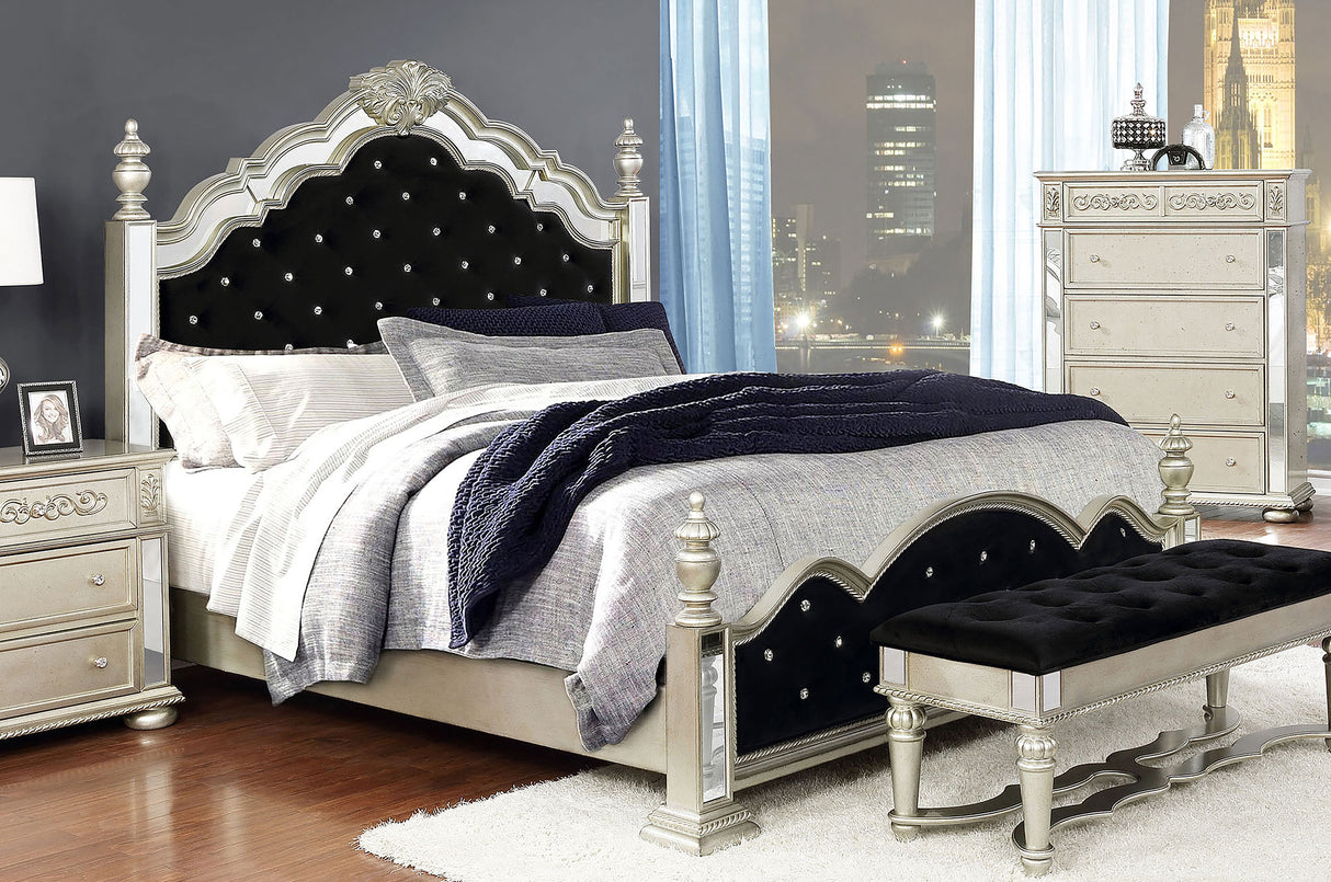 Eastern King Bed  - Heidi Wood Eastern King Poster Bed Metallic Platinum