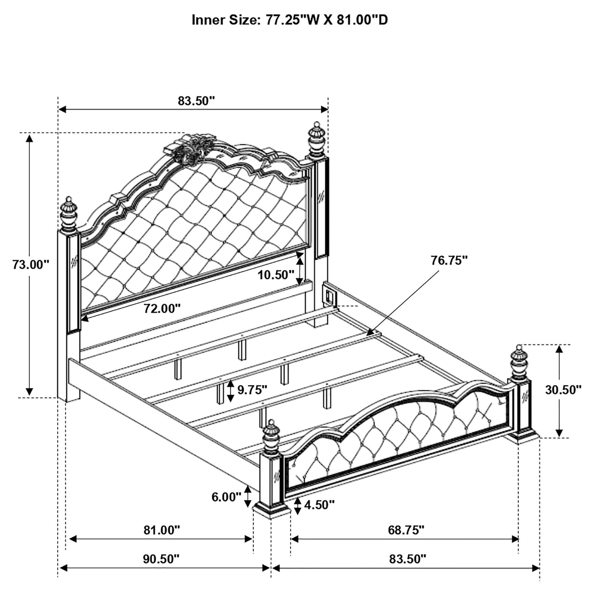 Eastern King Bed  - Heidi Wood Eastern King Poster Bed Metallic Platinum