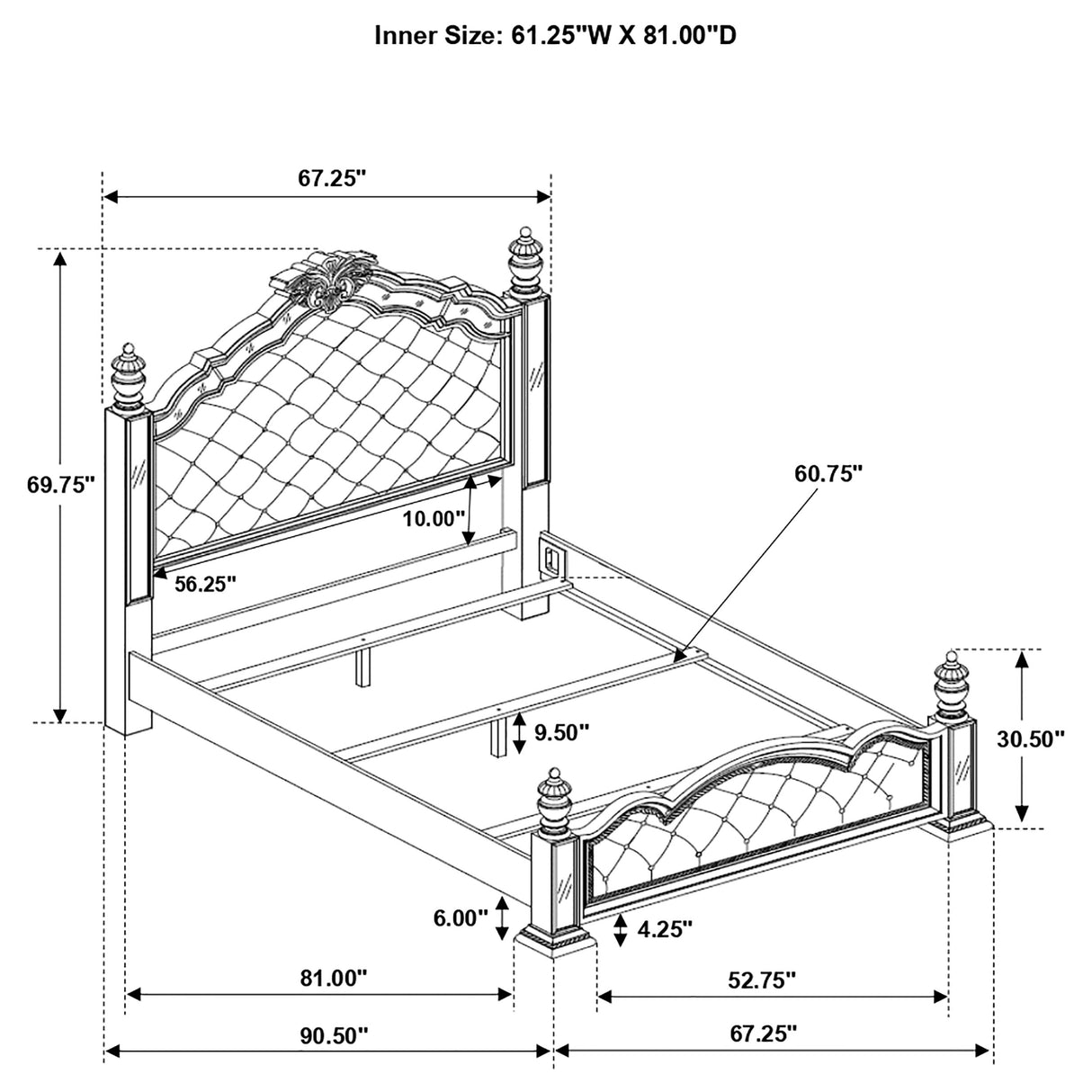 Queen Bed - Heidi Wood Queen Poster Bed Metallic Platinum