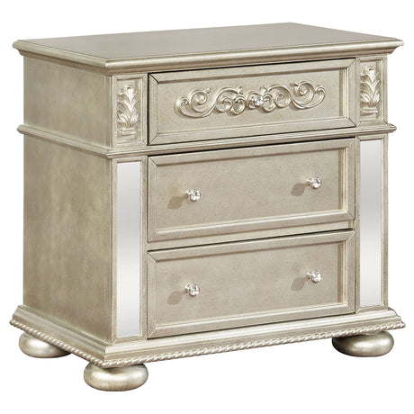 Nightstand - Heidi 3-drawer Nightstand Metallic Platinum