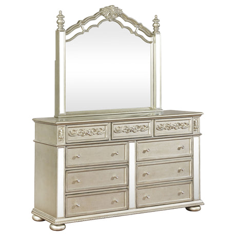 Dresser With Mirror - Heidi 9-drawer Dresser with Mirror Metallic Platinum