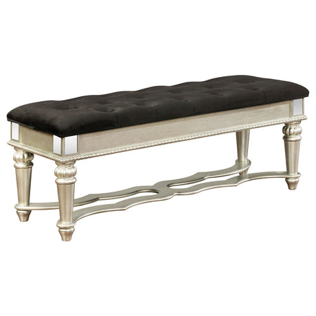 Bench - Heidi Upholstered Bench Metallic Platinum